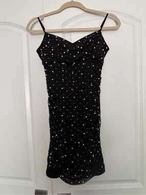 Emerald Sundae Black Pearl-Accent Spaghetti Strap Dress